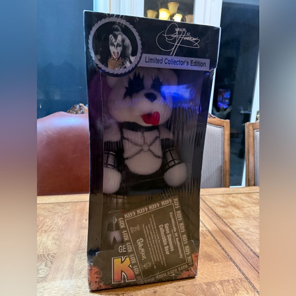 Collectible Kiss Gene Simmons Bear - 1998 - Mint with Certificate Showcasing!